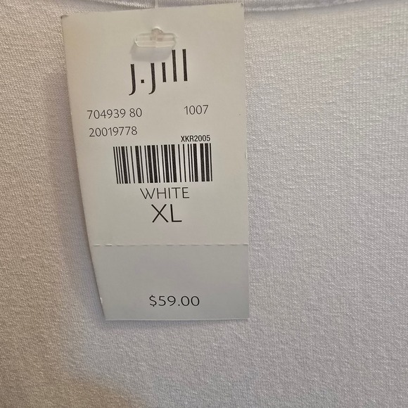 J.Jill White Stretch Long Sleeve Scoop Neck Top Tunic XL - Picture 2 of 5